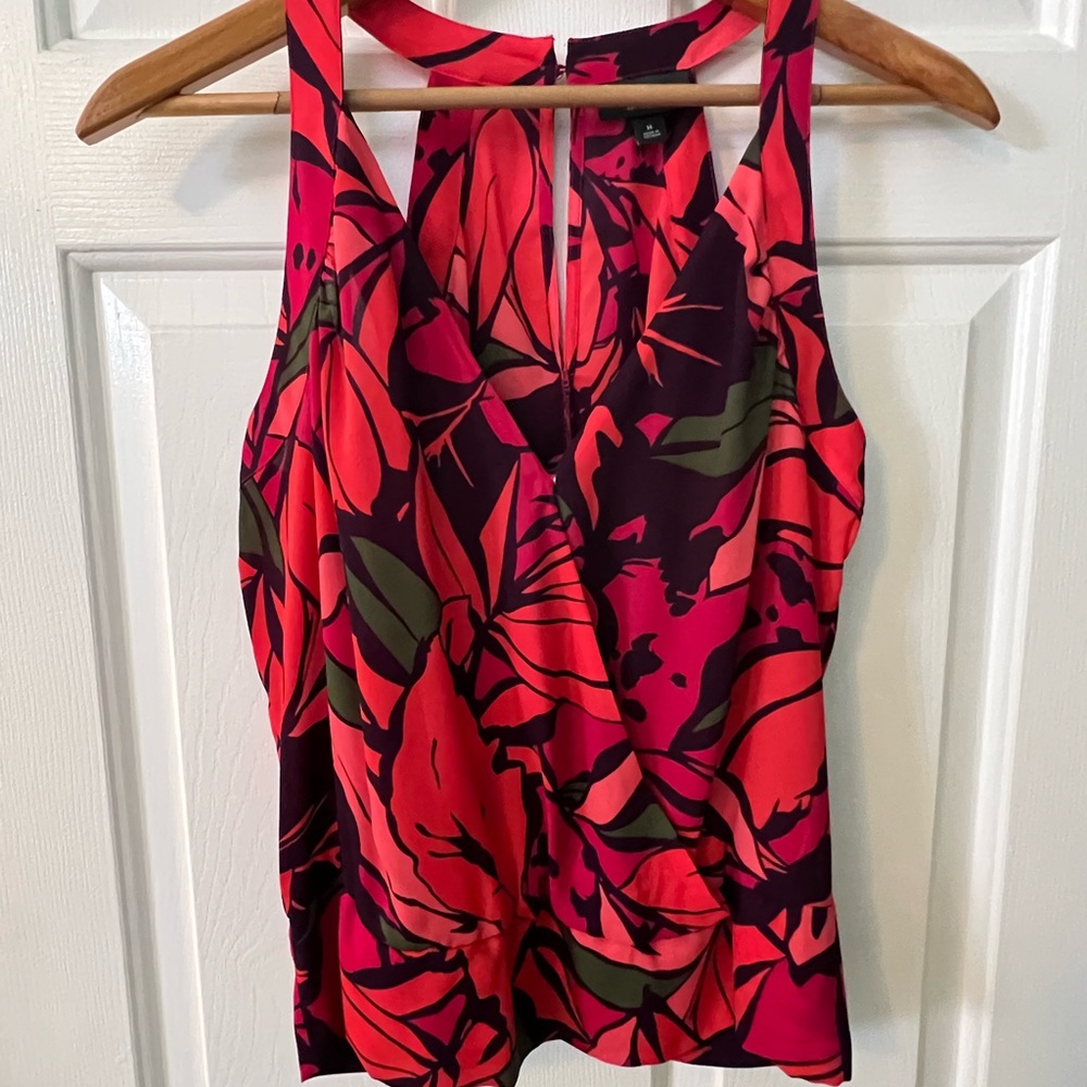 Cute summer sexy top, bold tropical pattern with oranges and pinks. Size Medium